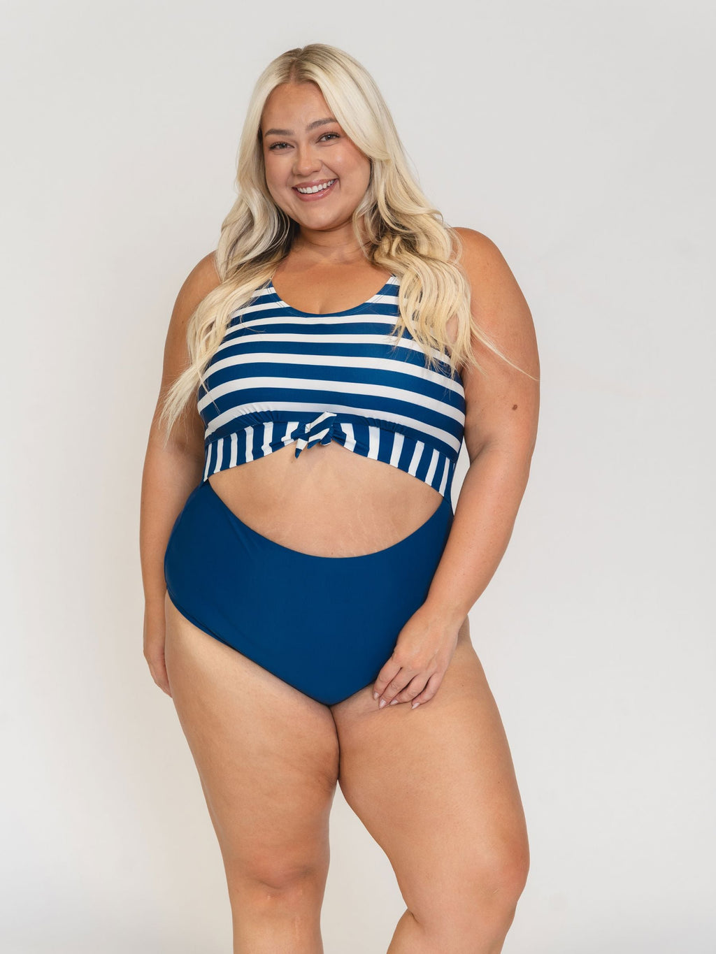 Navy Stripe Knotted One-Piece