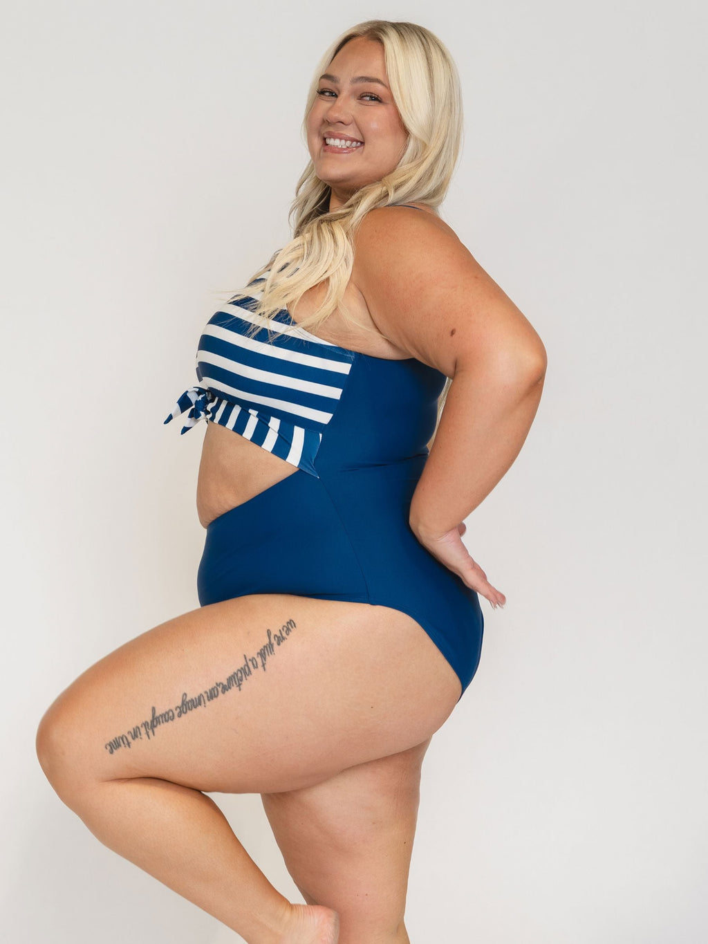 Navy Stripe Knotted One-Piece