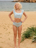 Sky Gingham High-Waist Bottom